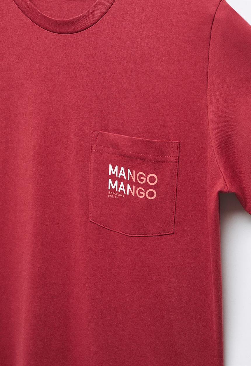 MANGO - T-shirt logopok-h - red