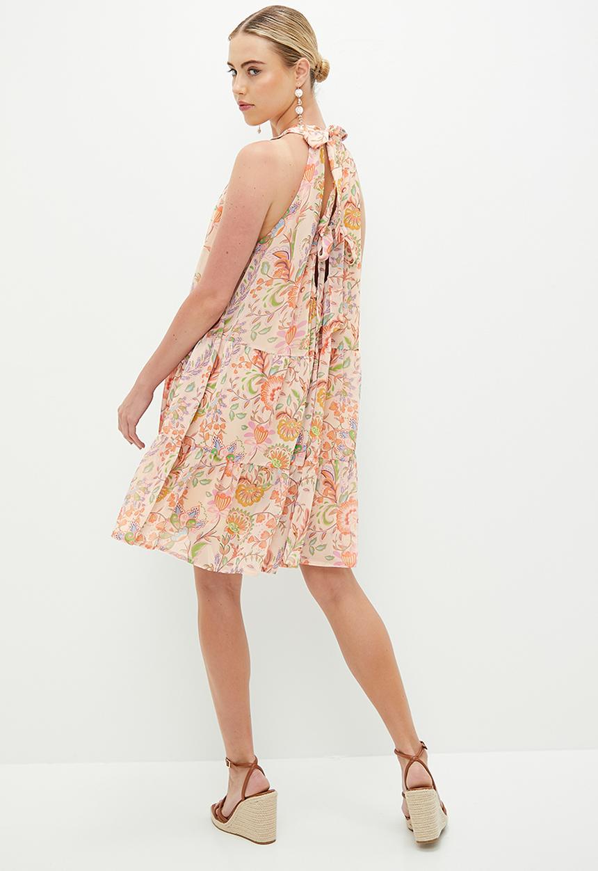MILLA - Tiered halter trapeze dress - boho paisley