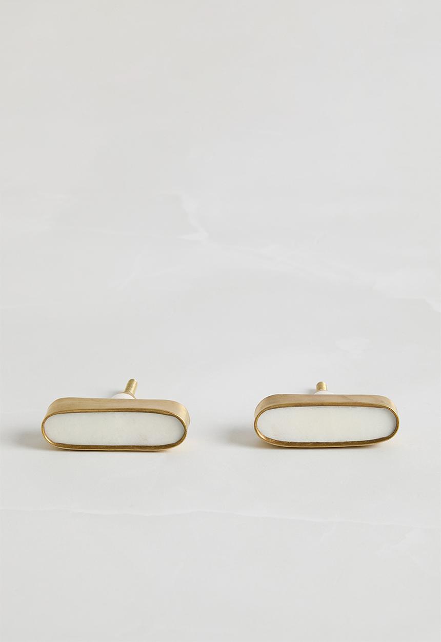 Sixth Floor - Karina marble knob set of 2 white & gold