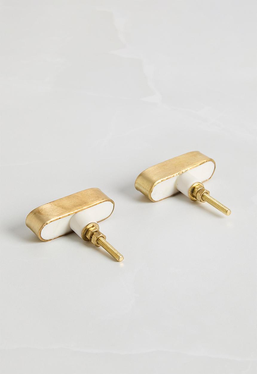 Sixth Floor - Karina marble knob set of 2 white & gold