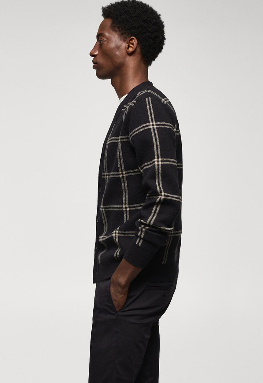 MANGO - Cardigan checkc-lh - black