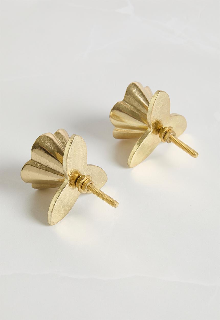 Sixth Floor - Ditsy Floral knob set of 2 white & gold