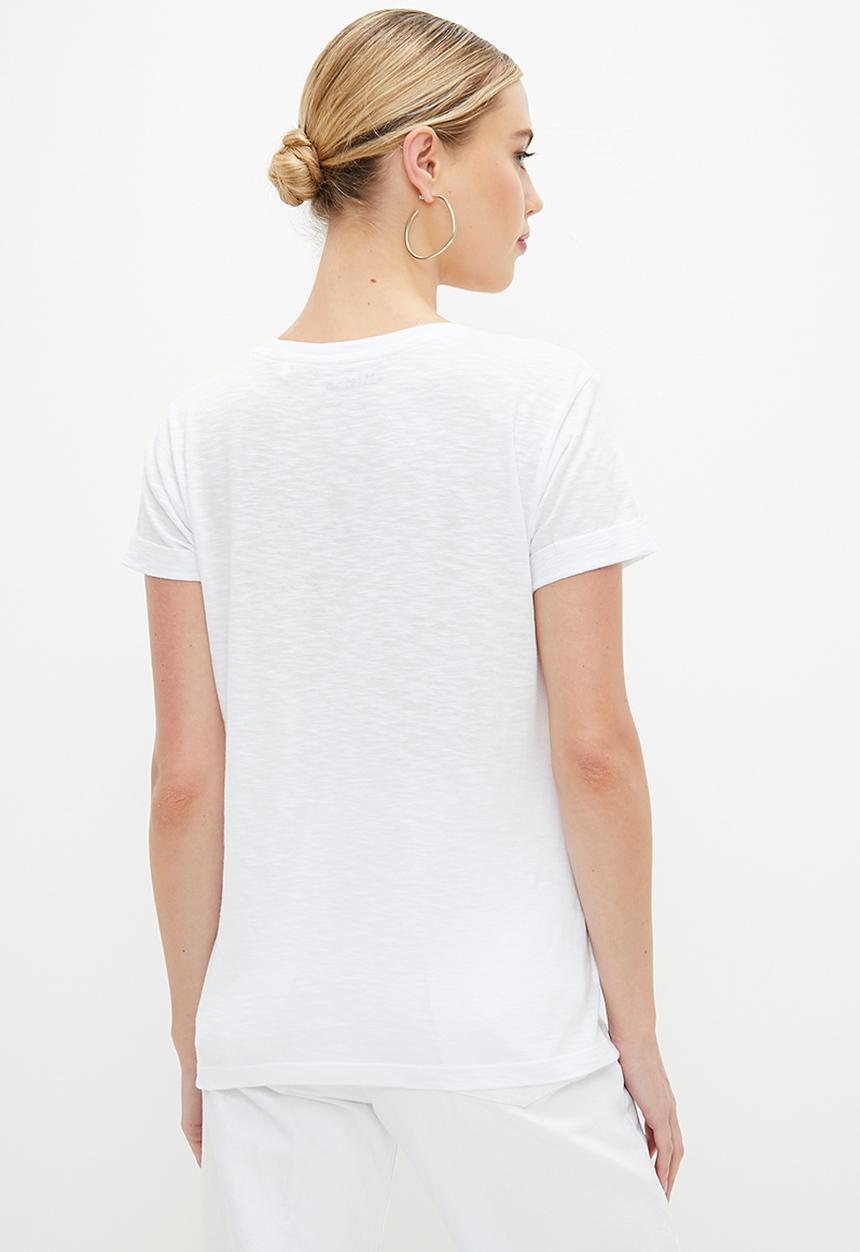 GUESS - Short sleeve cn college tee - pure white