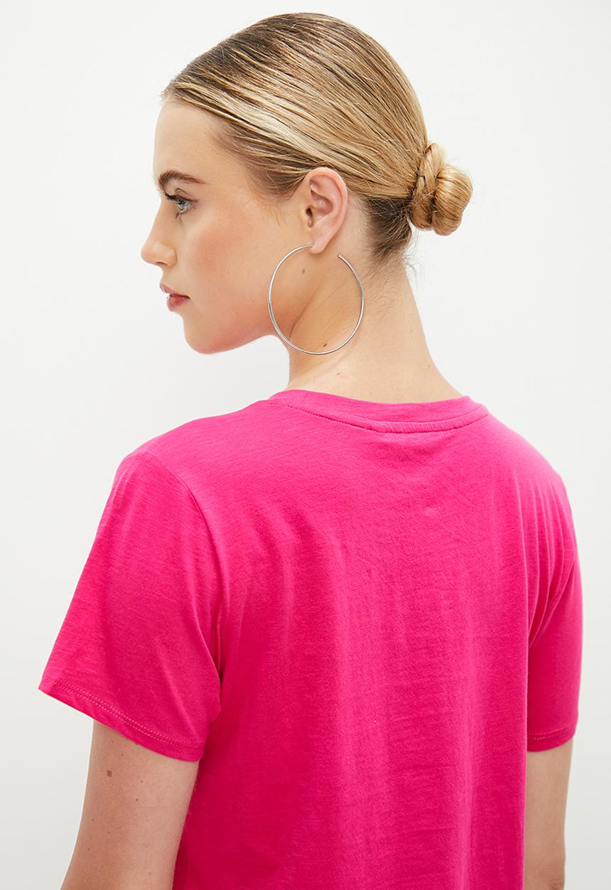 GUESS - Short sleeve guess 1981 crystal easy tee - full bloom pink