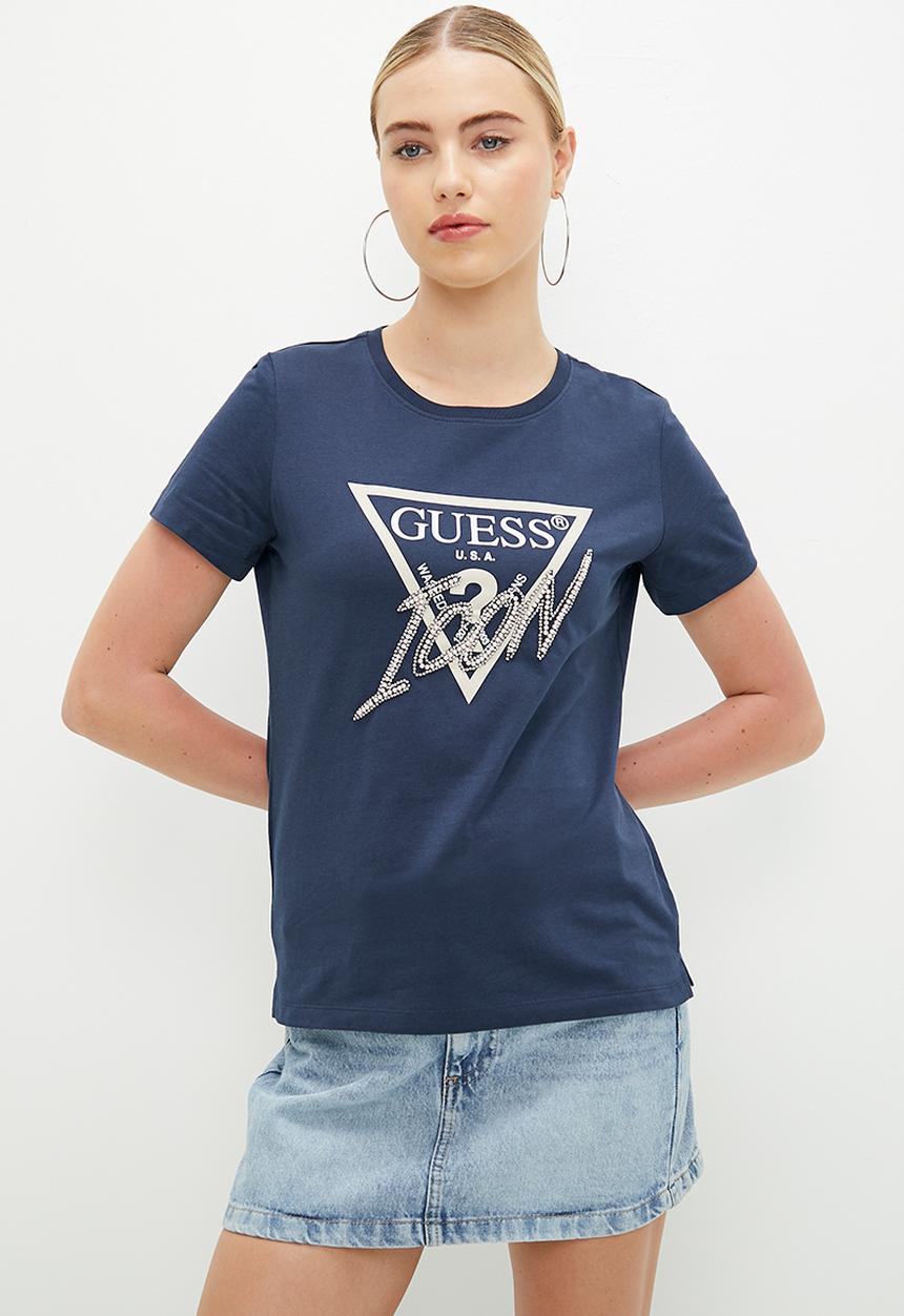 GUESS - Short sleeve cn icon tee - blackened blue