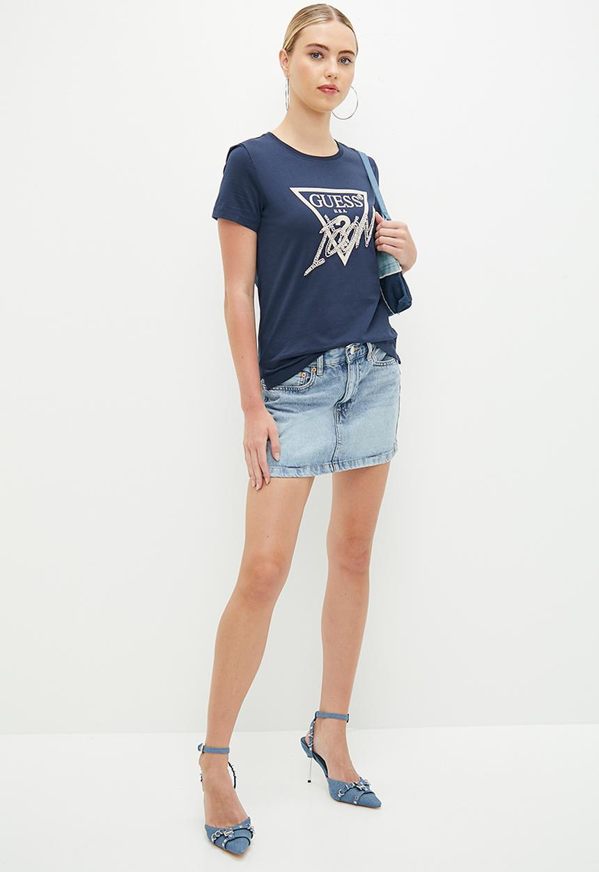 GUESS - Short sleeve cn icon tee - blackened blue