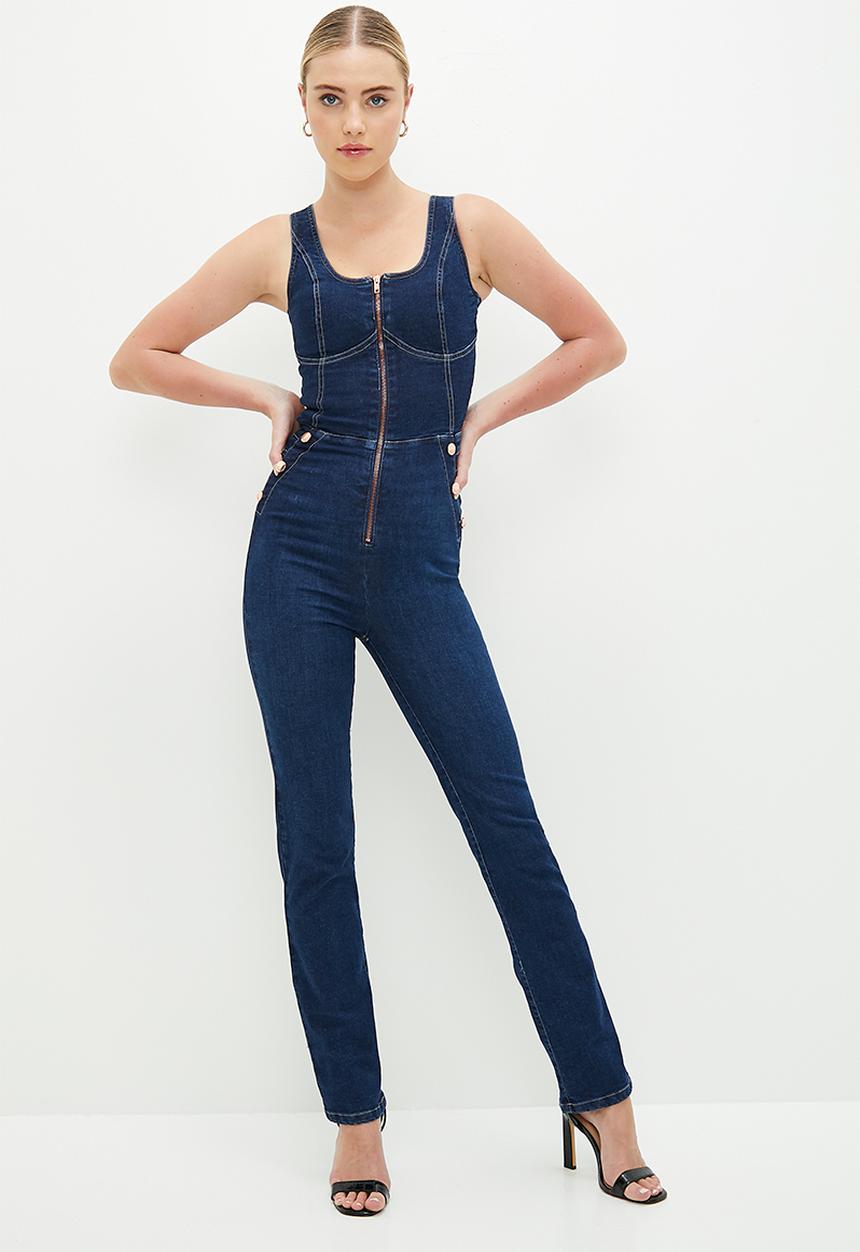 SISSY BOY - Laurin: jumpsuit with front zip and button detail - dark vintage