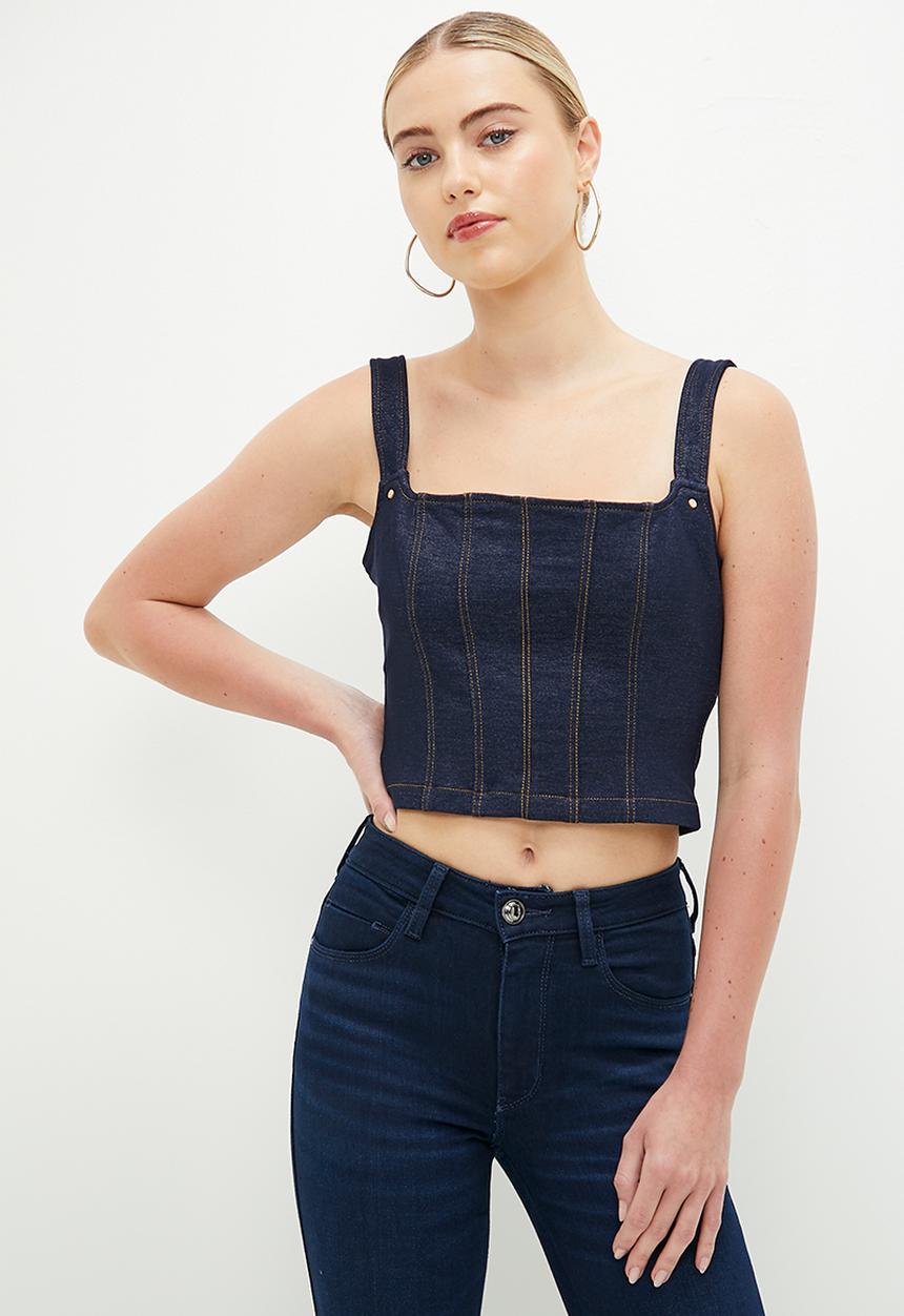 GUESS - Selene corset top - blue denim