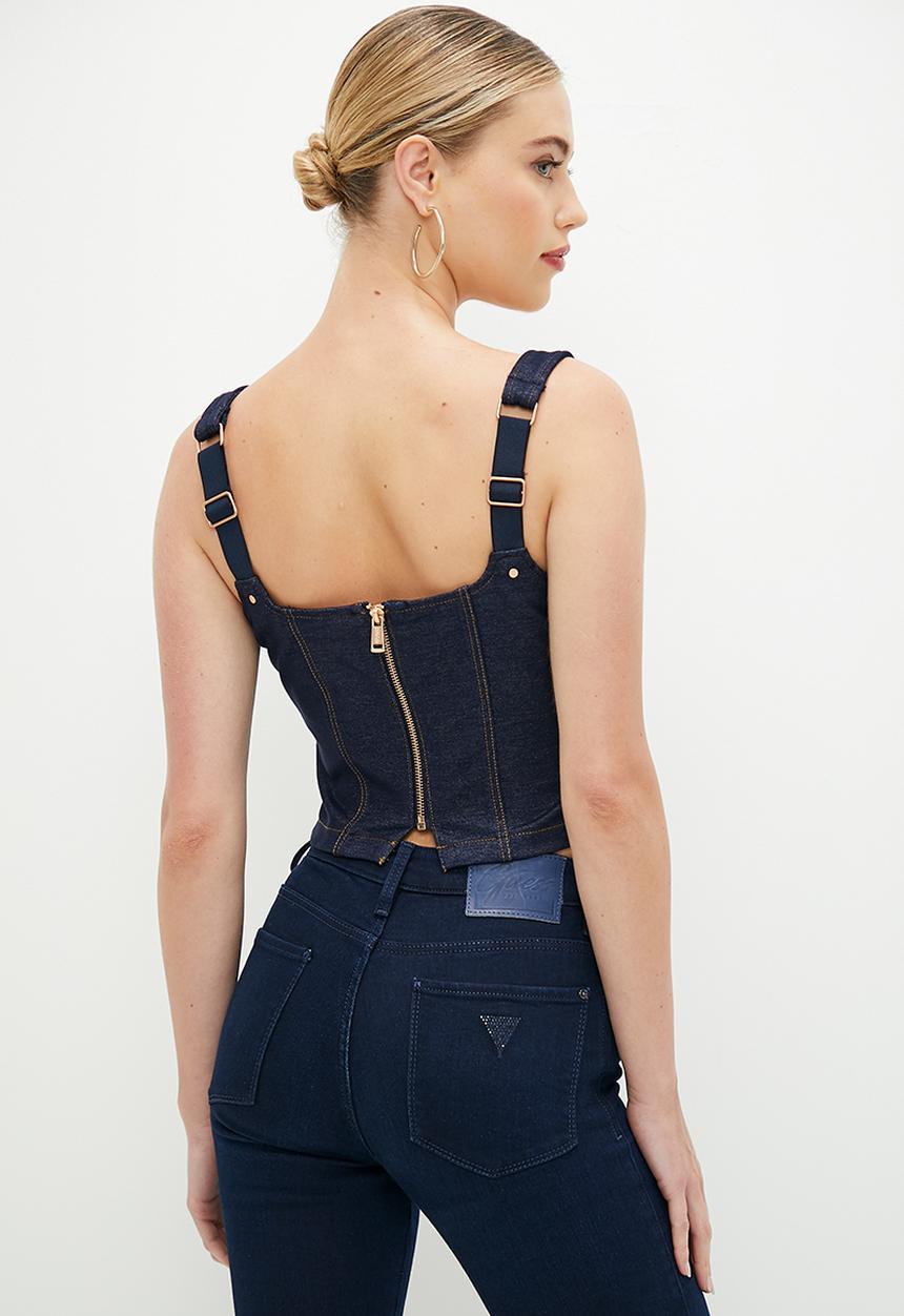 GUESS - Selene corset top - blue denim