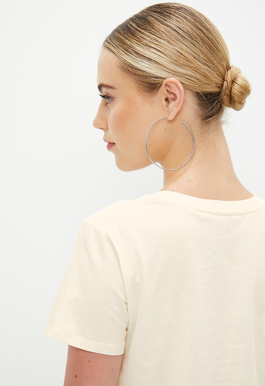 GUESS - Short sleeve positano rose easy tee - cream white