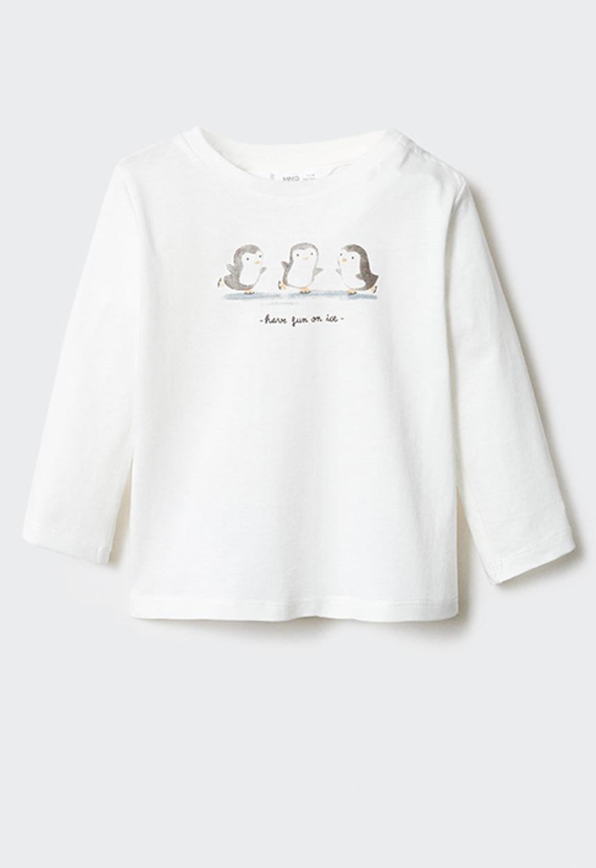 MANGO - T-shirt penguin - natural