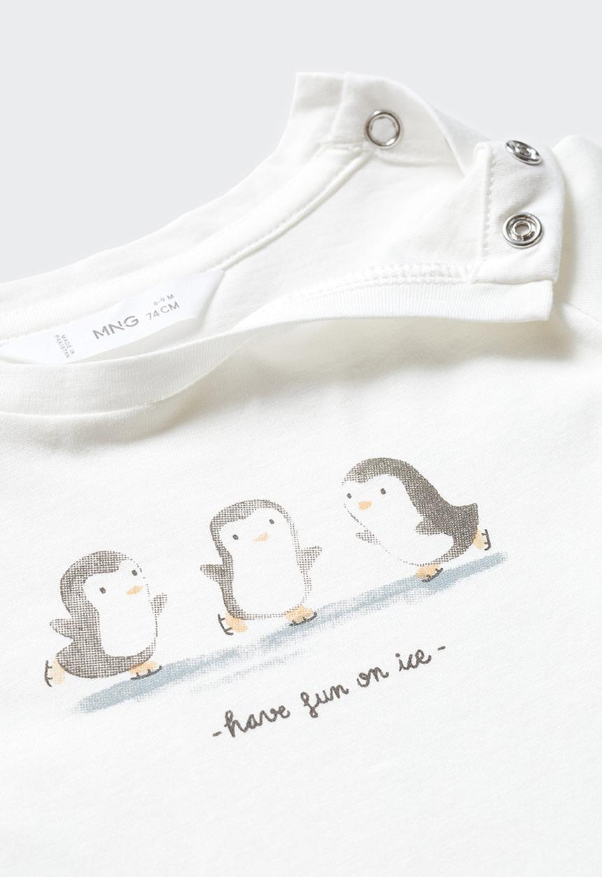 MANGO - T-shirt penguin - natural