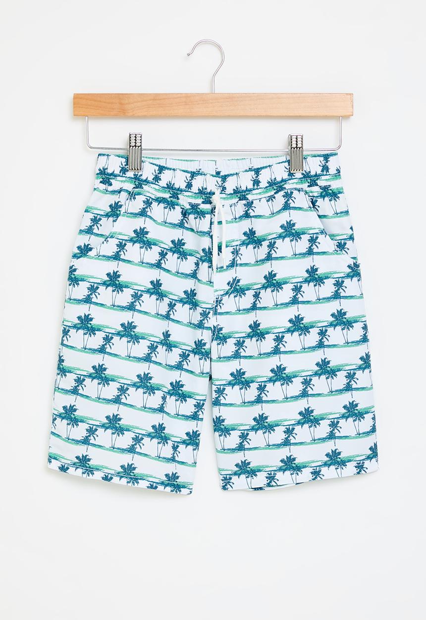 Pop Candy - Printed board shorts - white & blue
