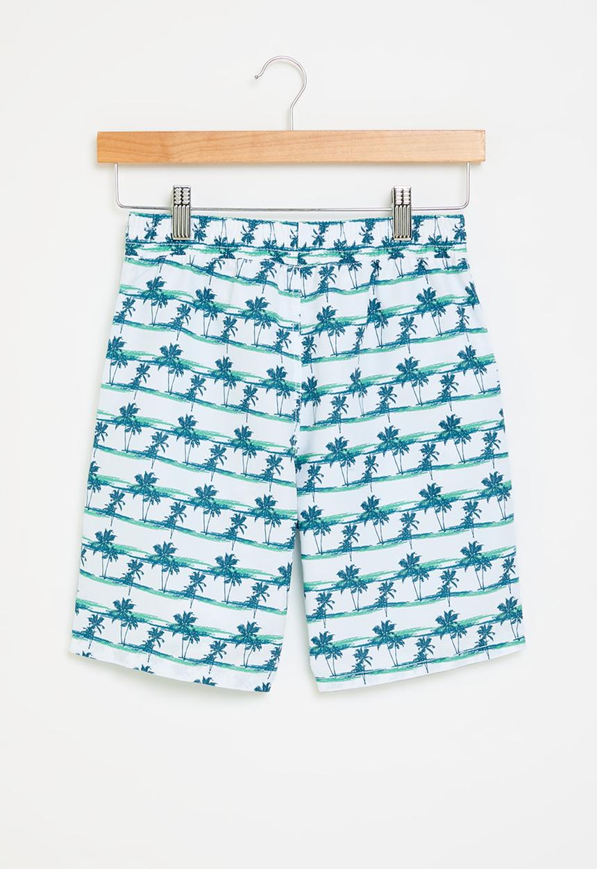 Pop Candy - Printed board shorts - white & blue