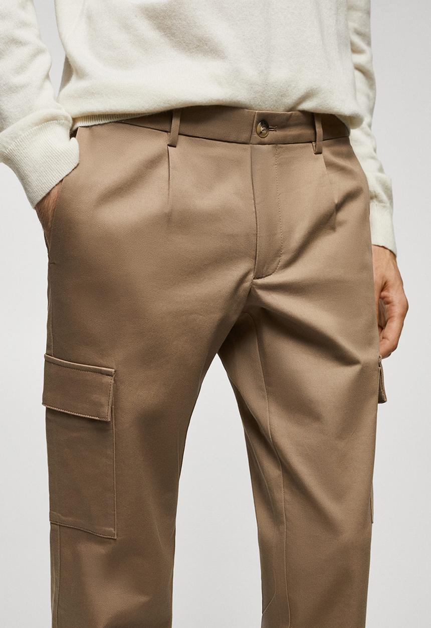MANGO - Trouser cargo - light brown