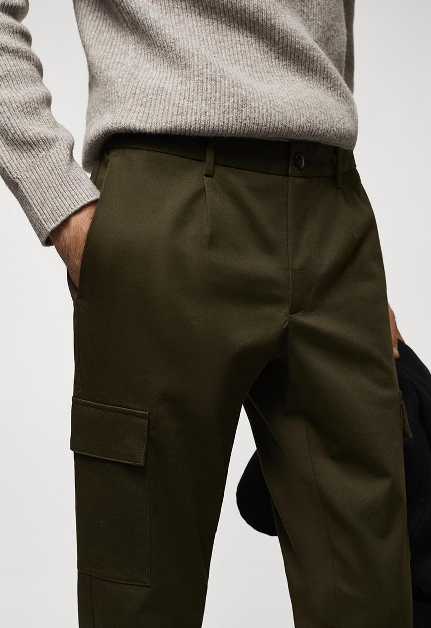 MANGO - Trousers cargo - dark green