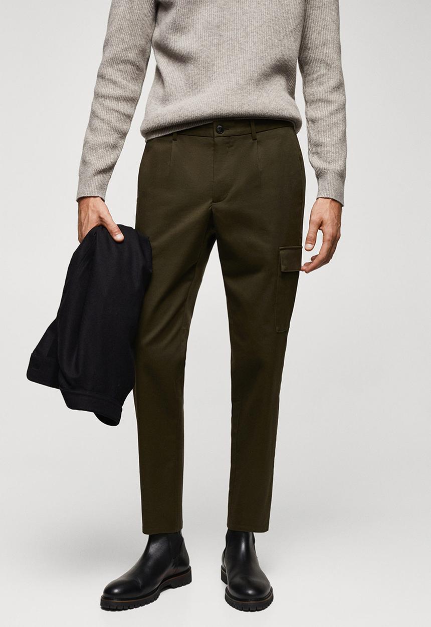 MANGO - Trousers cargo - dark green