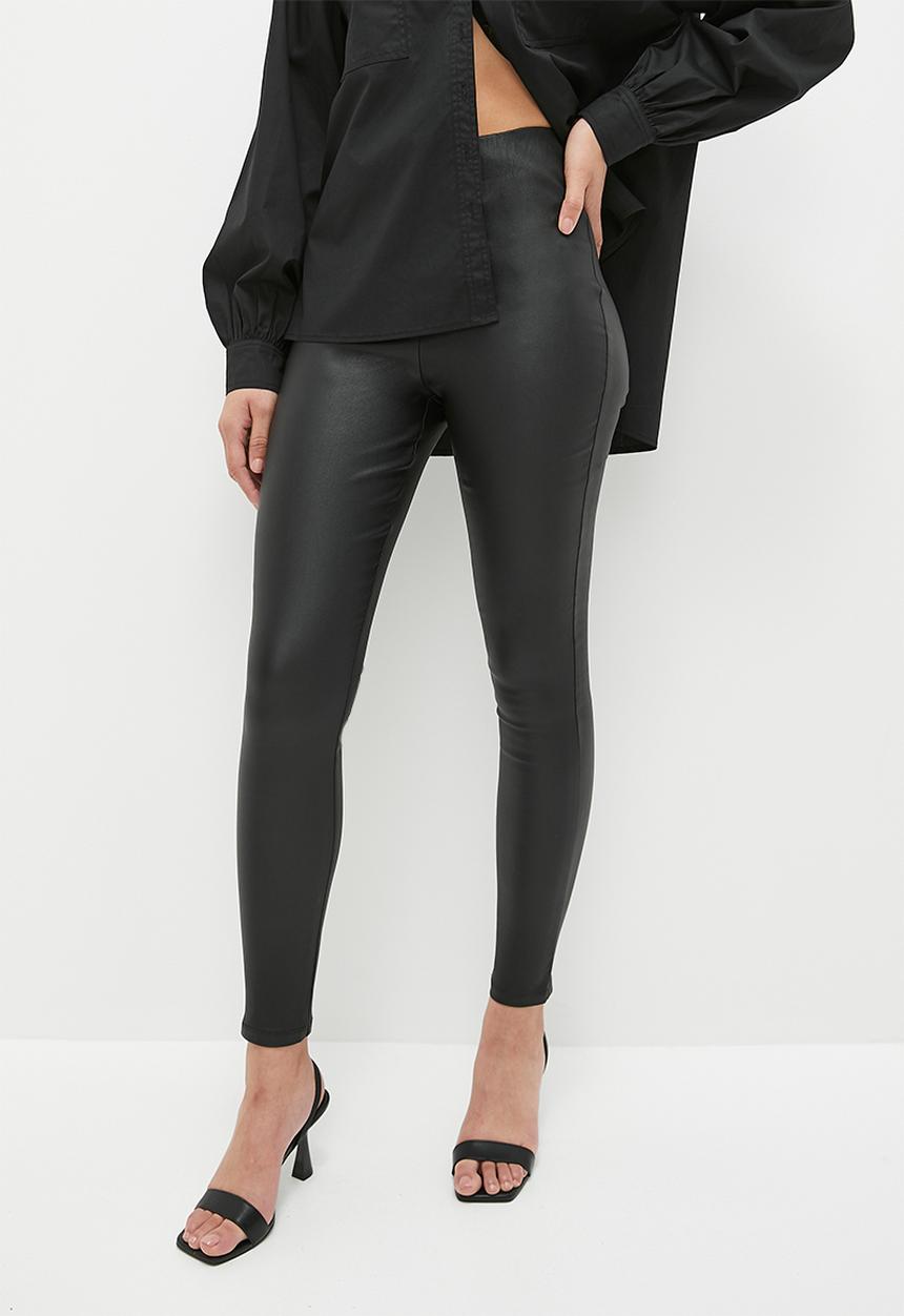 Superbalist - Coated bengaline tregging - black
