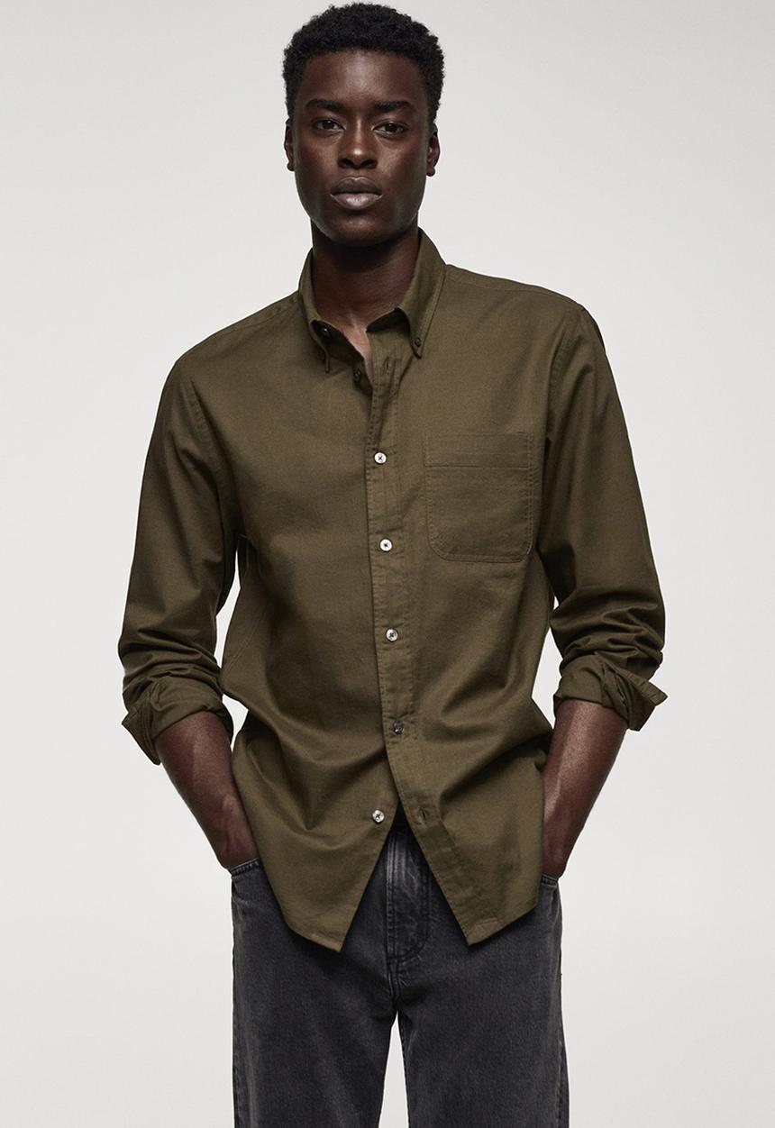 MANGO - Shirt oxford - khaki