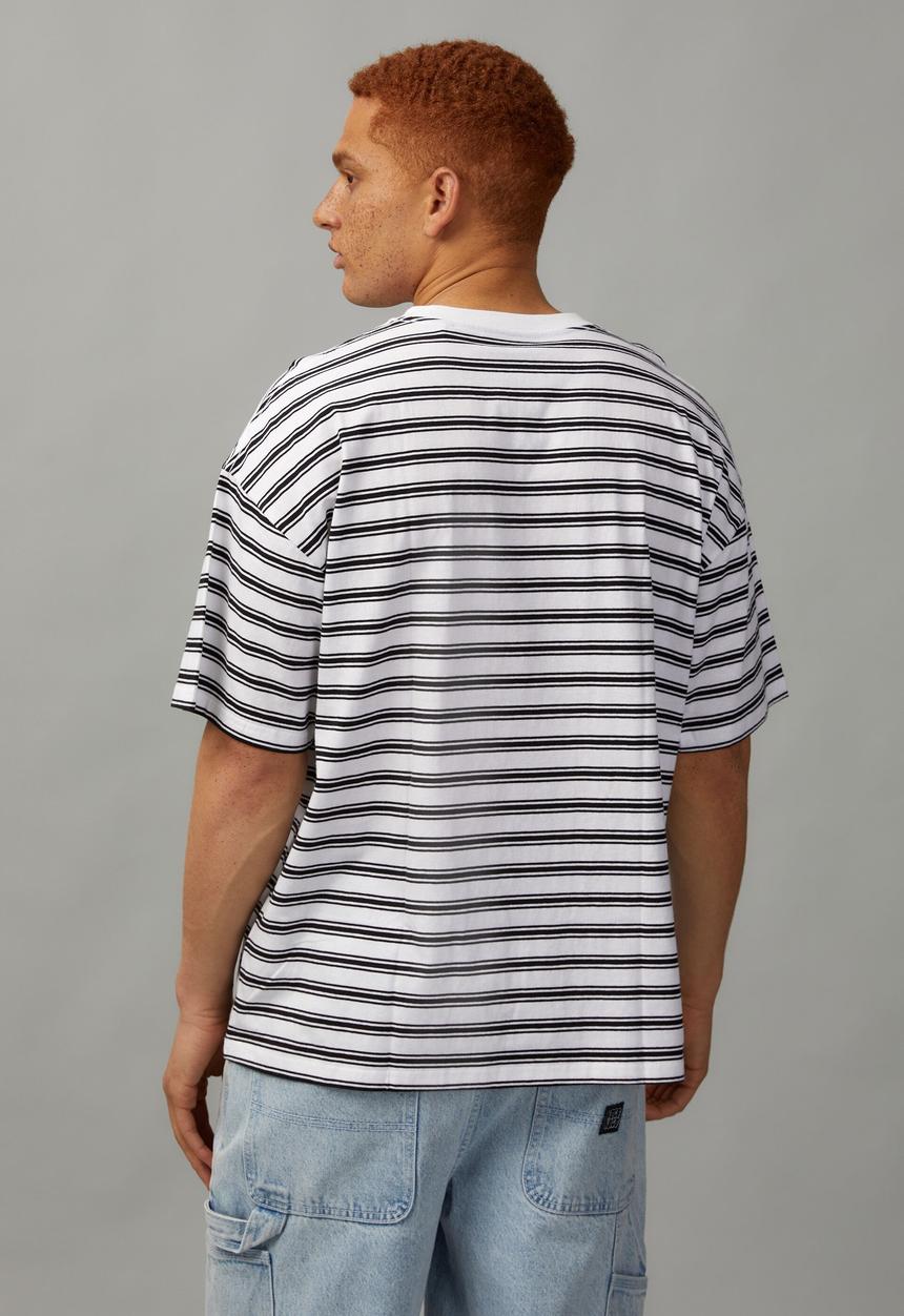 Factorie - Half half oversized T-shirt - white stripe/half half pill