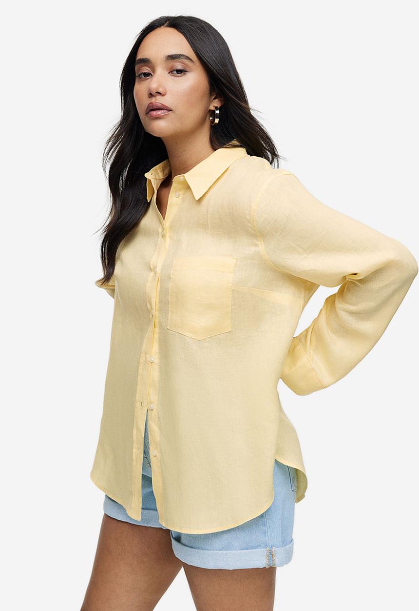 H&M - Linen shirt - light yellow