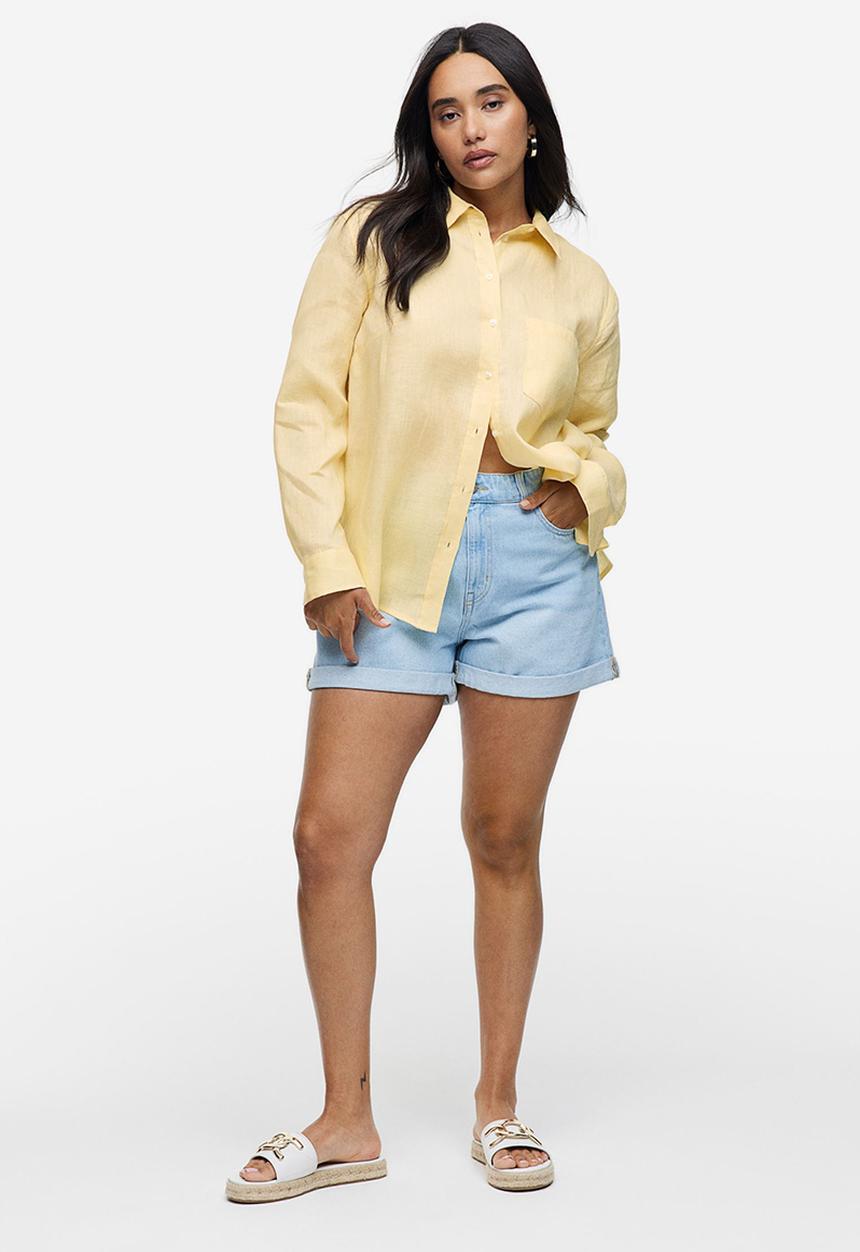 H&M - Linen shirt - light yellow