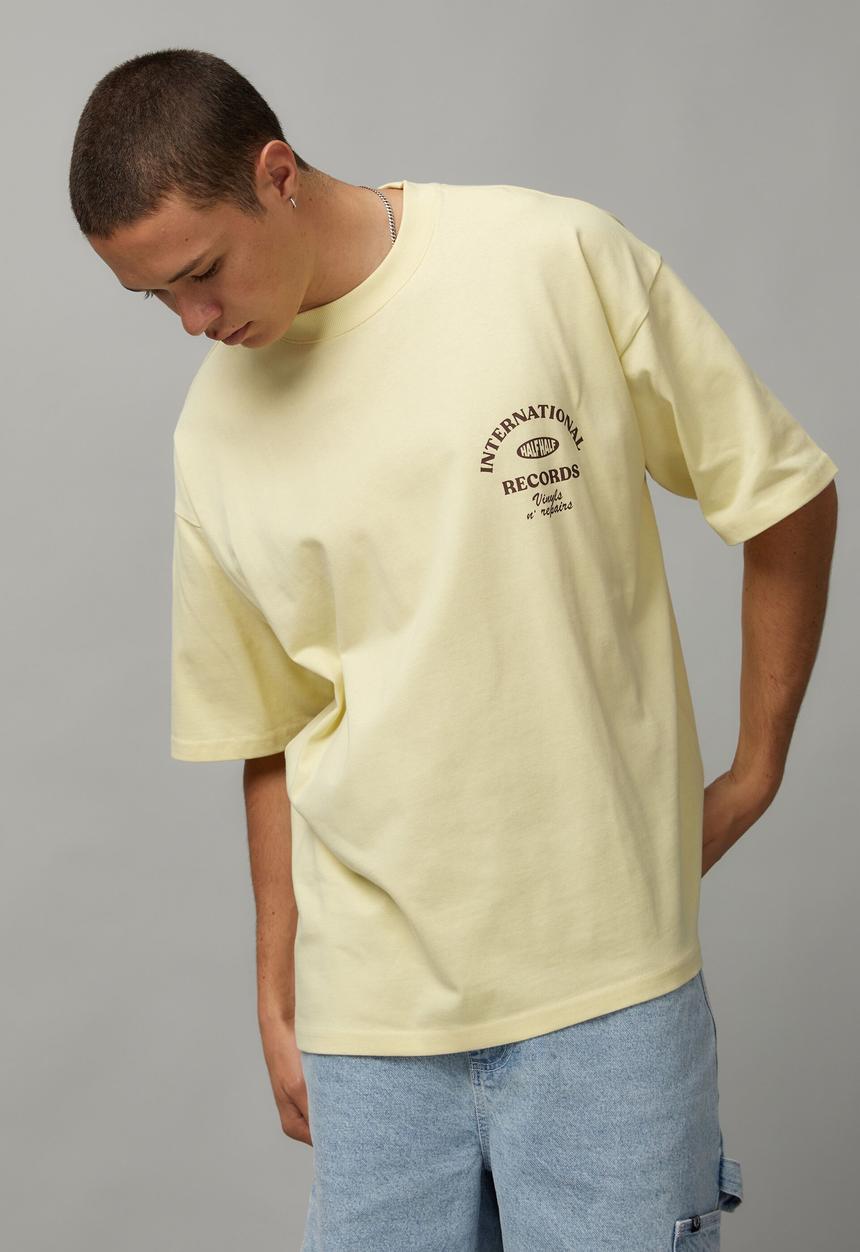 Factorie - heavy weight box fit graphic T-shirt - iced yellow/services