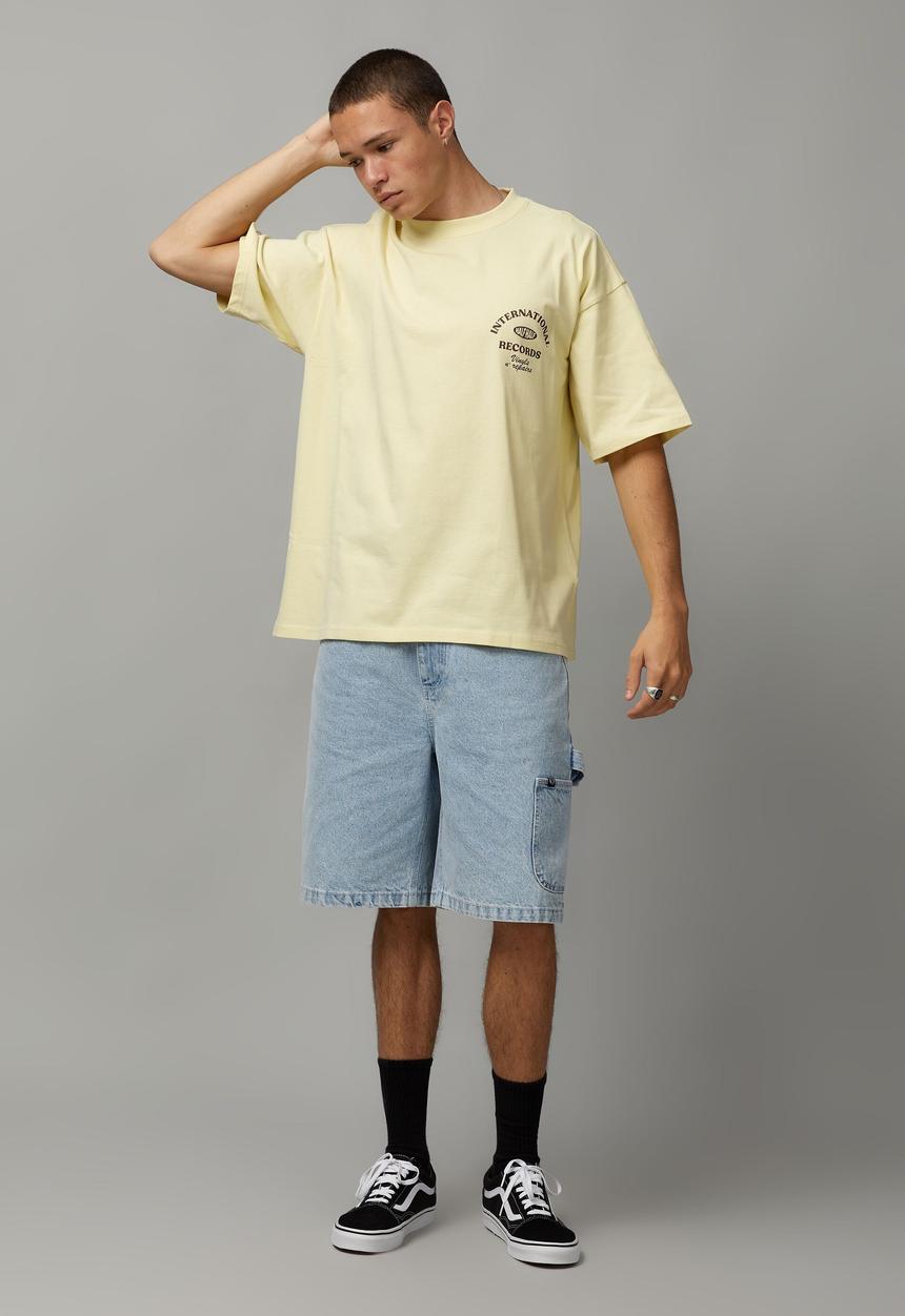 Factorie - heavy weight box fit graphic T-shirt - iced yellow/services