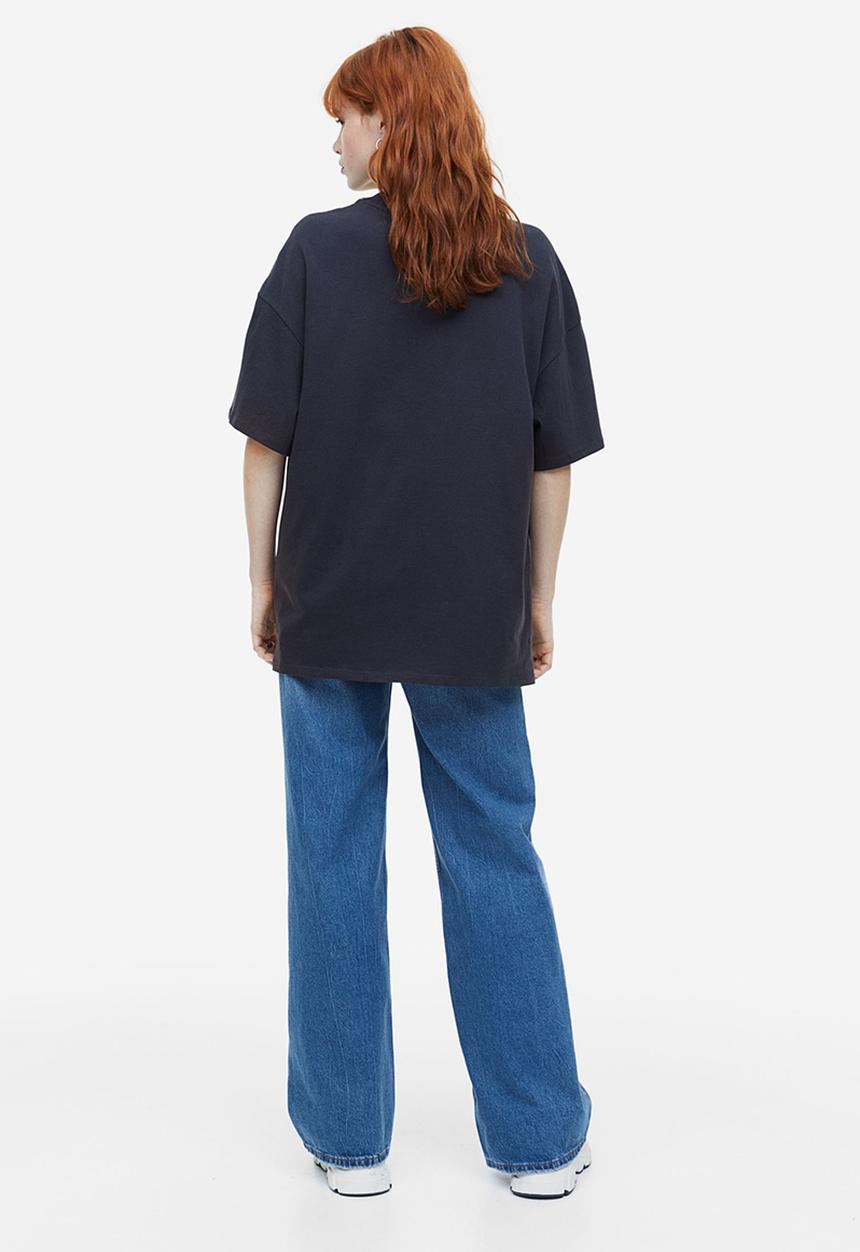H&M - Oversized printed T-shirt - black cherish the sun