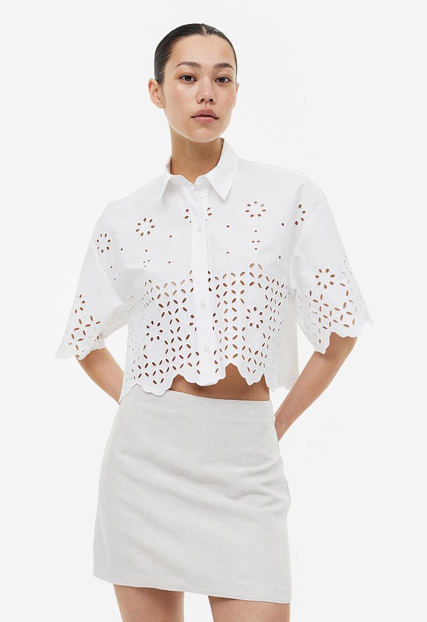 H&M - Broderie anglaise shirt - white