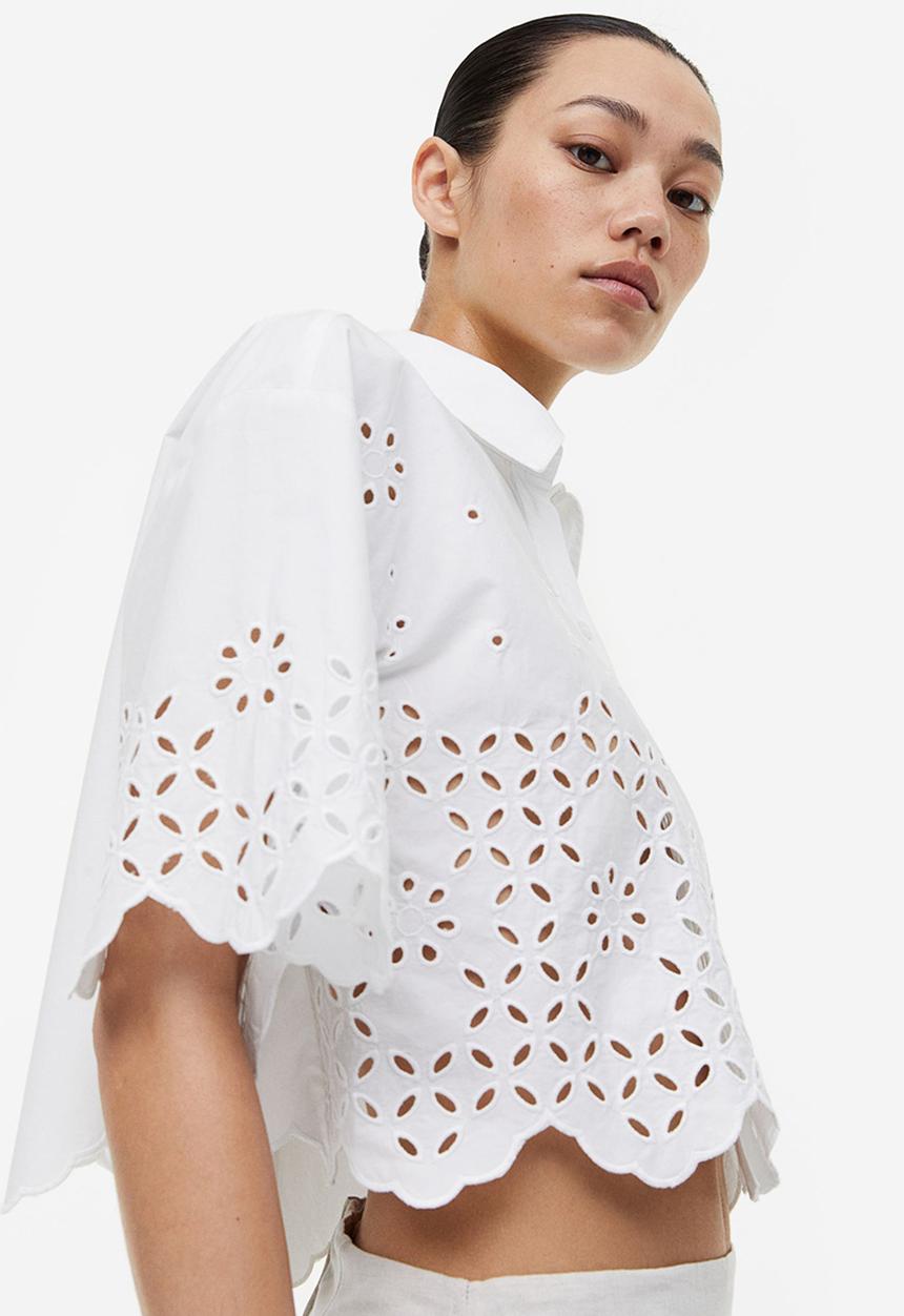 H&M - Broderie anglaise shirt - white