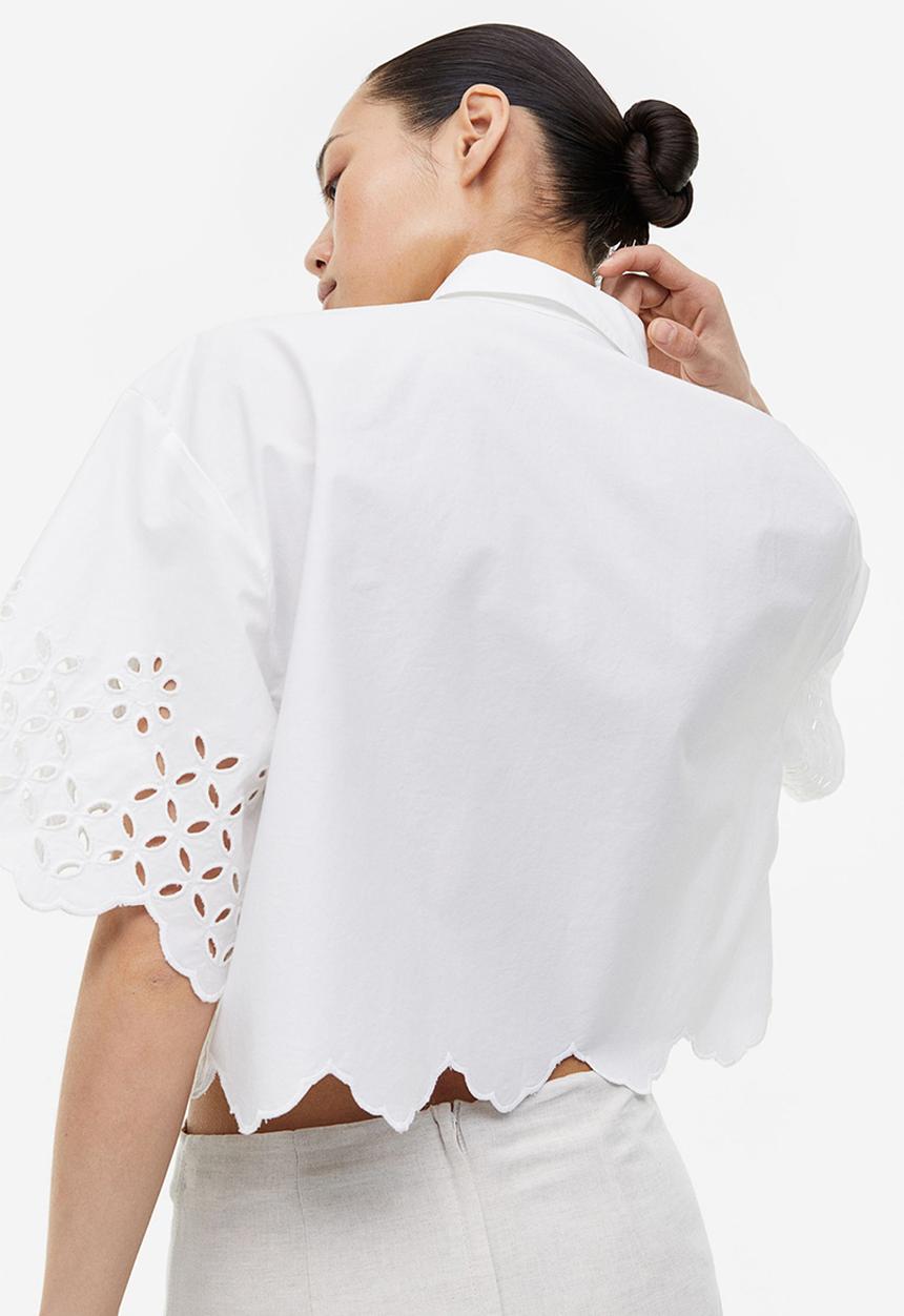 H&M - Broderie anglaise shirt - white