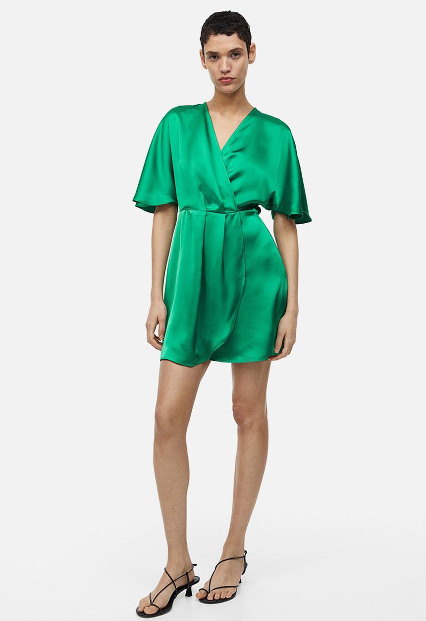 H&M - Satin wrap dress - green