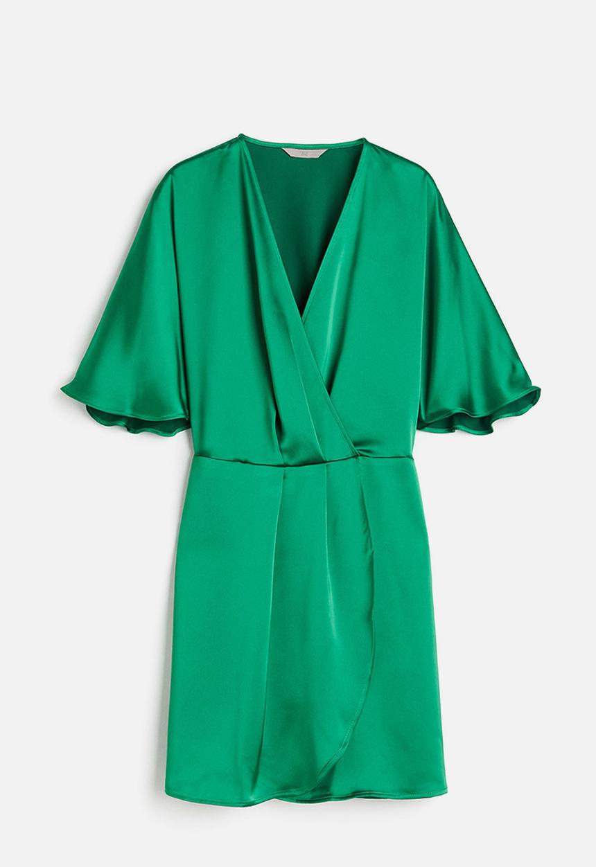 H&M - Satin wrap dress - green
