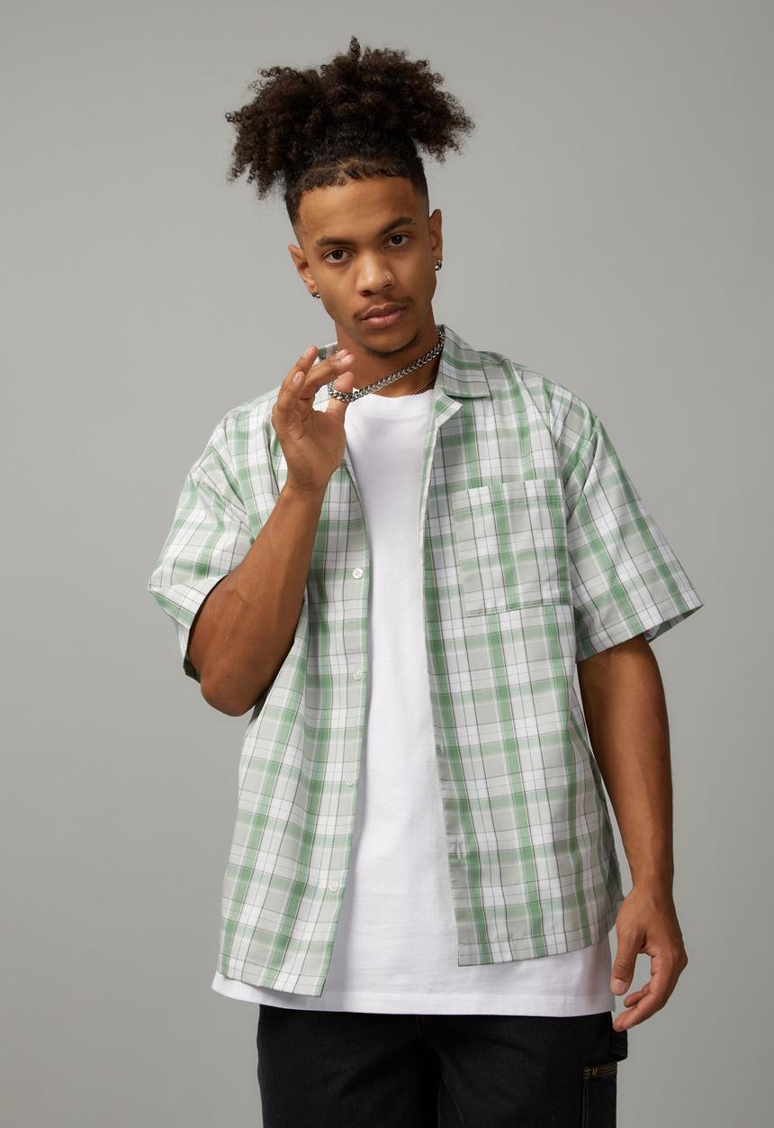 Factorie - Boxy street shirt - green check