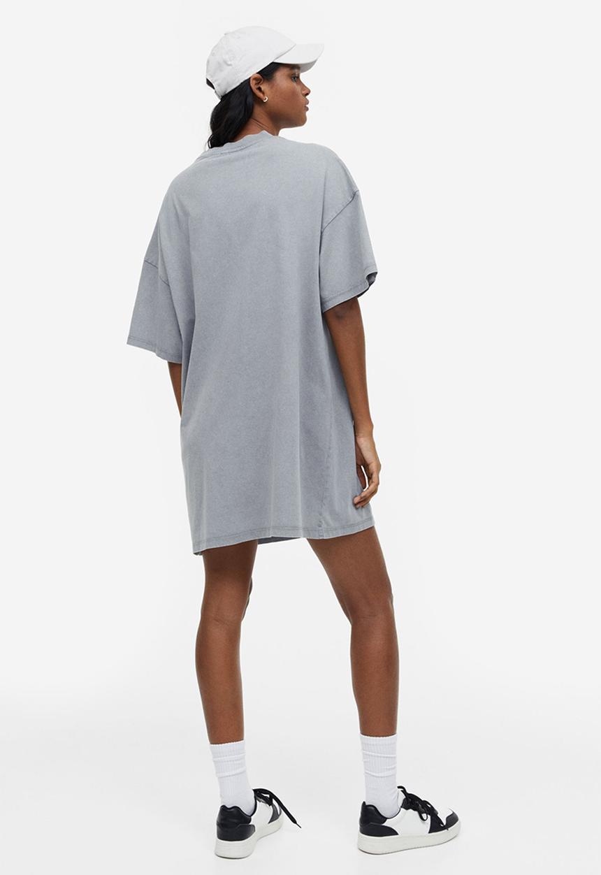H&M - Printed T-shirt dress - light grey smiley® 
