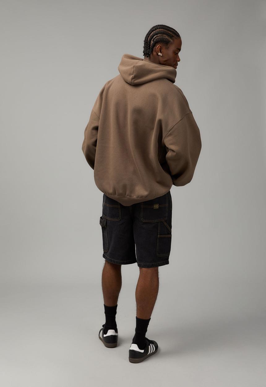 Factorie - Half painter baggy denim short - black stone