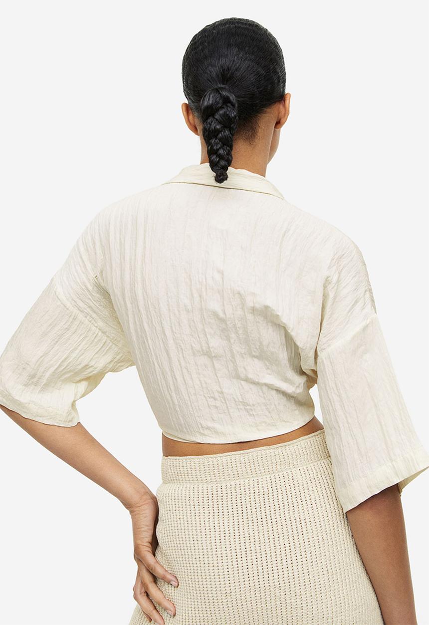 H&M - Tie-detail blouse - cream