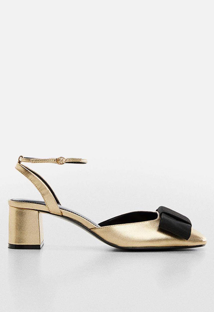 MANGO - Megan ankle strap block heel - gold
