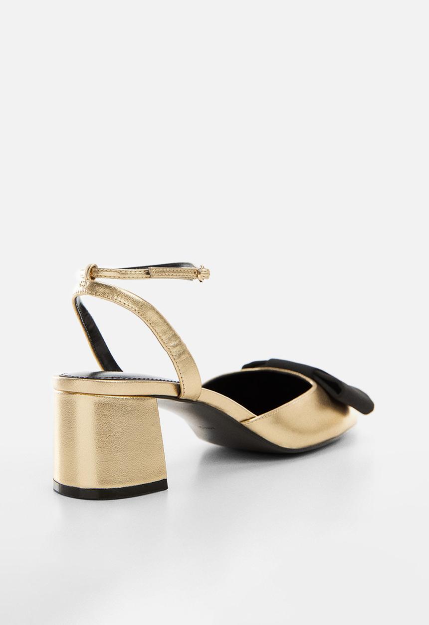 MANGO - Megan ankle strap block heel - gold