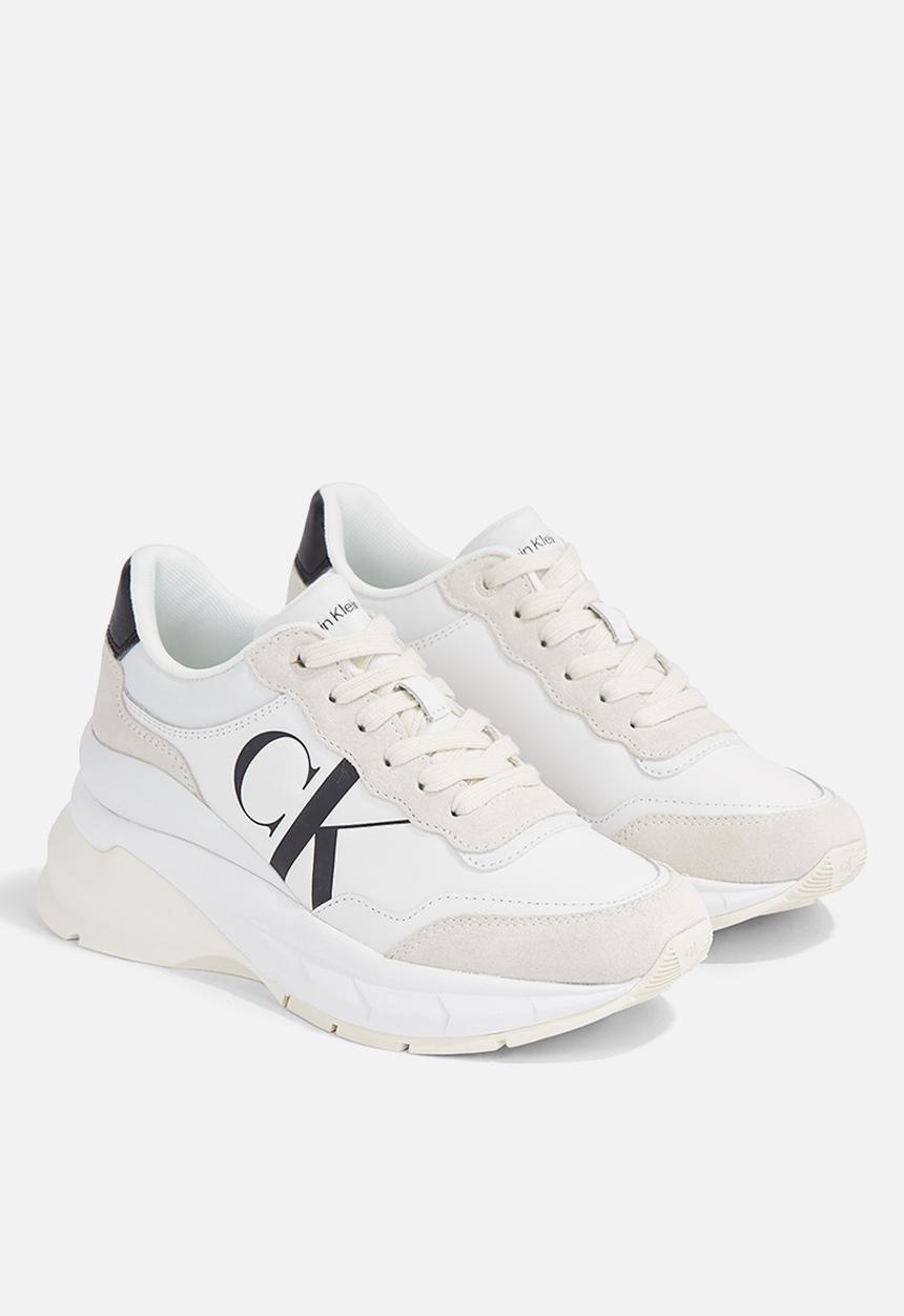 Calvin Klein - Wedge runner mix lth wn - Bright White/Creamy White/Silver