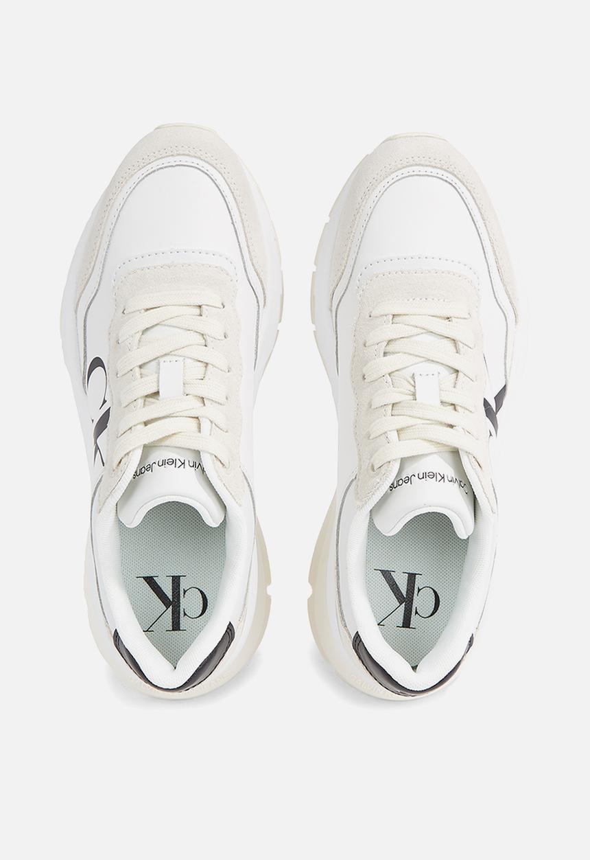 Calvin Klein - Wedge runner mix lth wn - Bright White/Creamy White/Silver