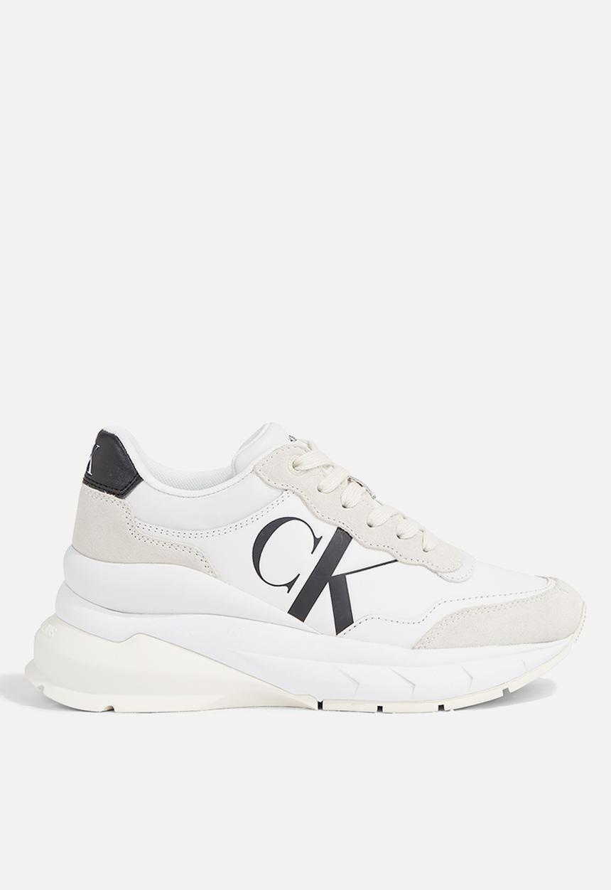 Calvin Klein - Wedge runner mix lth wn - Bright White/Creamy White/Silver