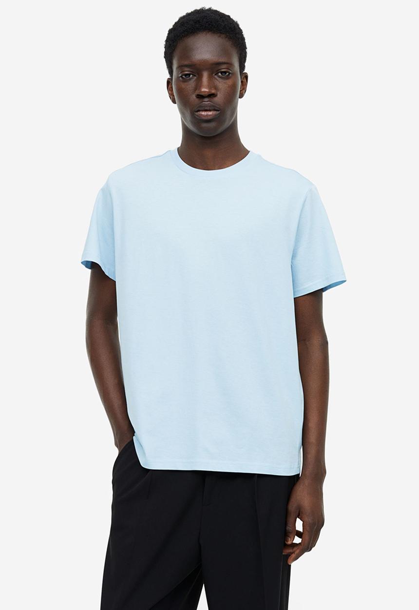 H&M - Regular fit round-neck t-shirt - light blue