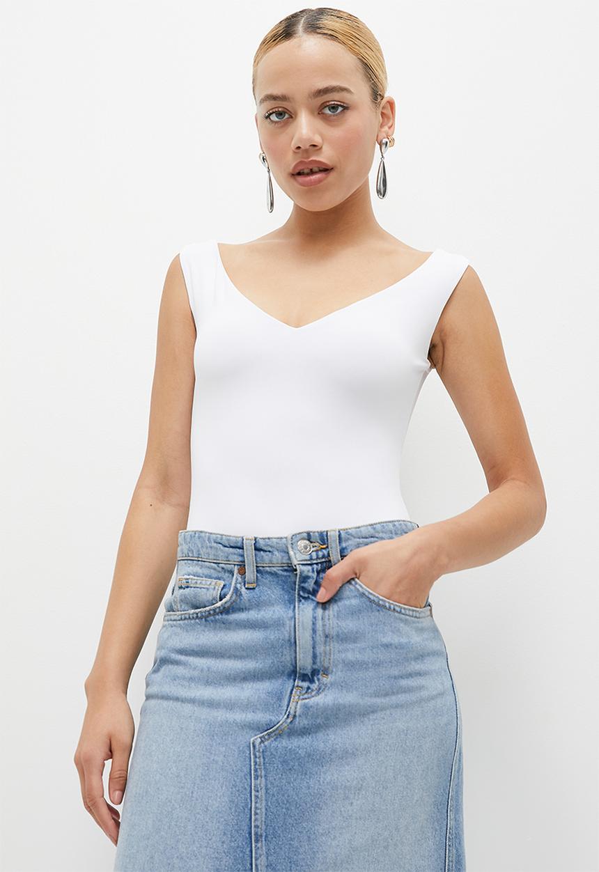 Superbalist - Off the shoulder V bodysuit - white