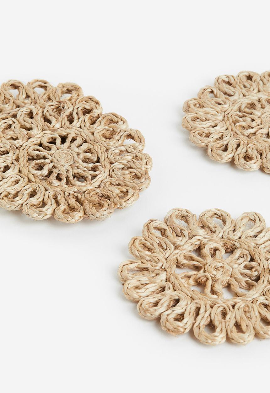 H&M - 4-pack hole-patterned coasters - beige