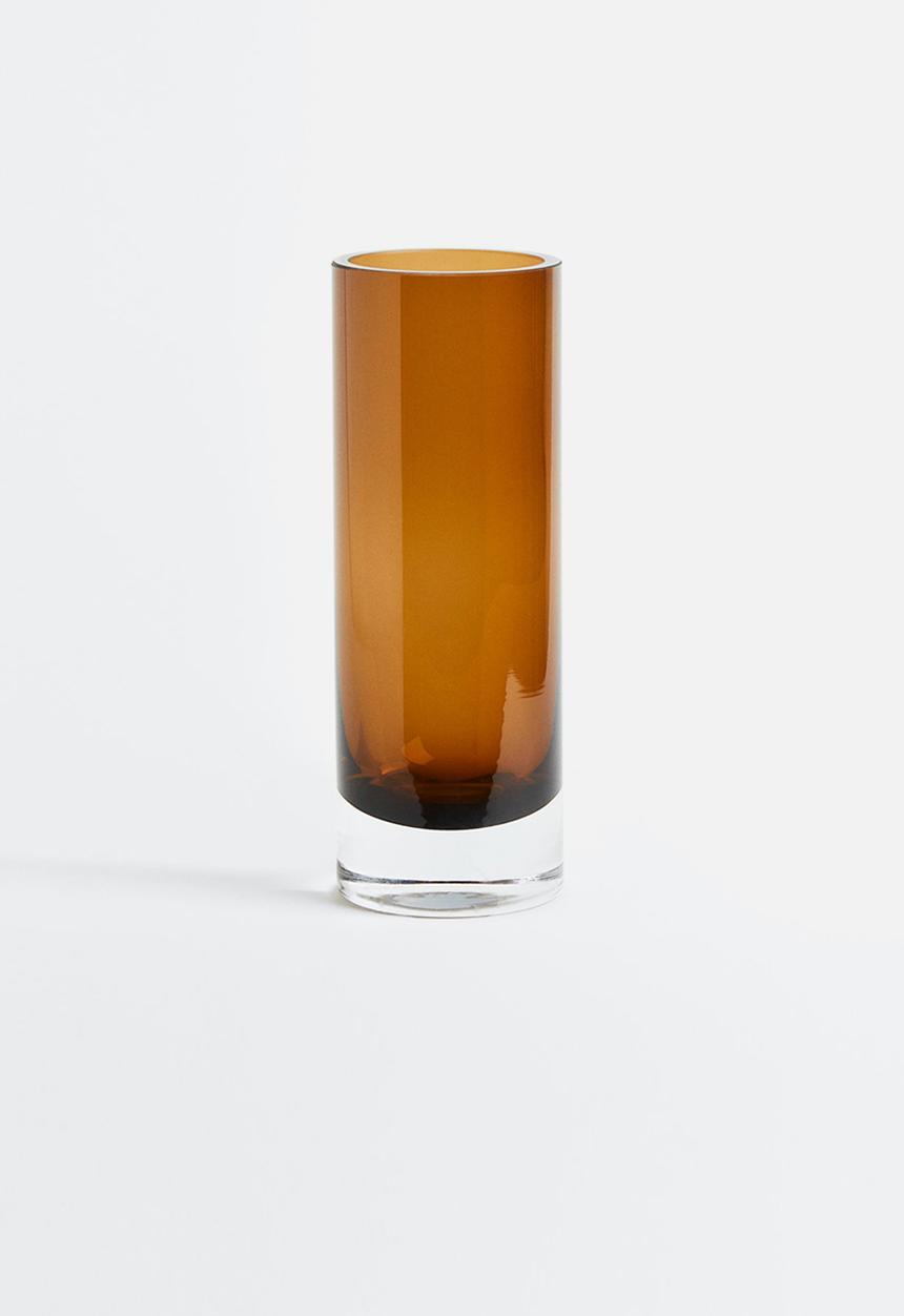 H&M - Small glass vase - amber 