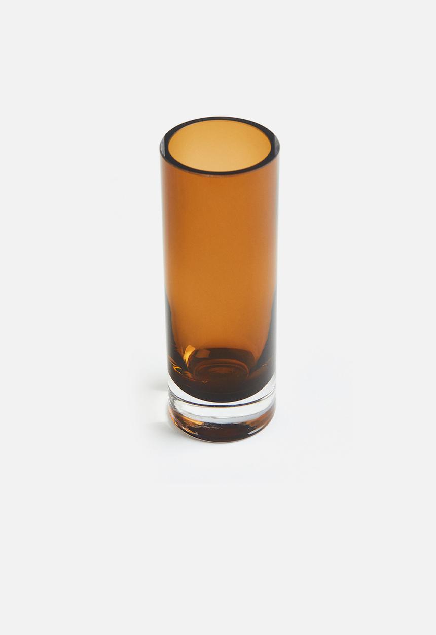 H&M - Small glass vase - amber 