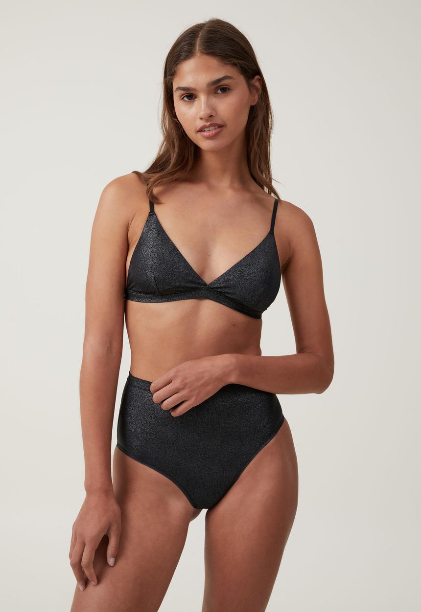 Cotton On - Emma Sparkle High Waist Bikini Brief - Black Sparkle