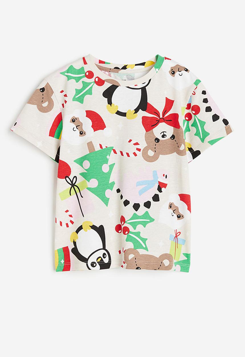 H&M - Printed jersey top - natural white patterned